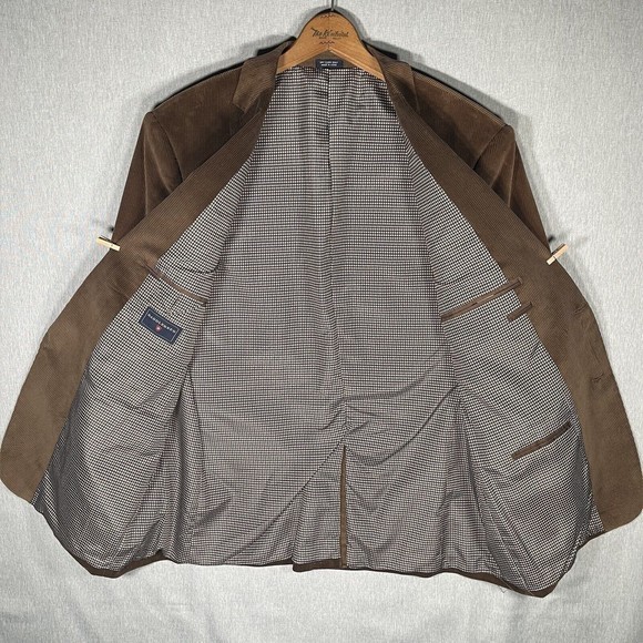 NWT Saddlebred Two Button Cotton Blazer Brown Corduroy Sport Coat Jacket 44R - Picture 6 of 9